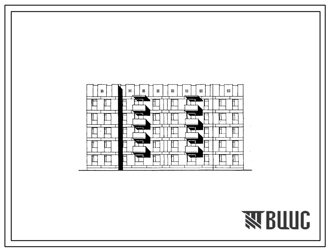 Типовой проект 174-021с.85 Блок-секция 5-этажная 2-секционная 30-квартирная рядовая-торцевая 1Б.2Б.3Б-1Б.2Б.3Б