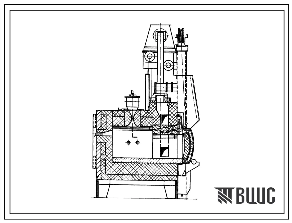 Типовой проект 406-9-96 Печь нагревательная камерная размерами пода 1,0х1,0 м на газе среднего давления с отводом дыма в боров