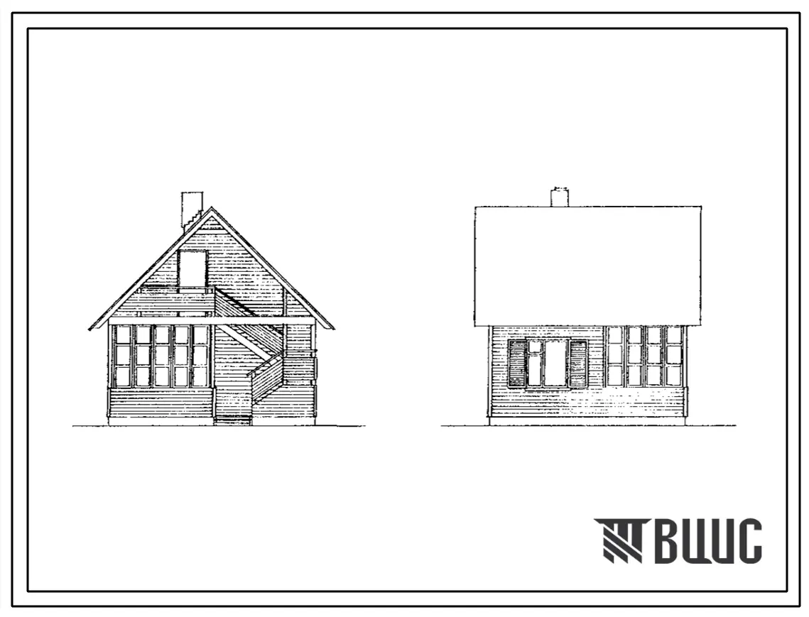 Типовой проект 186-000-610.87 Однокомнатный садовый летний домик с мансардой. Площадь, м2: общая 17,3, мансарды 8,2, веранды 6,4