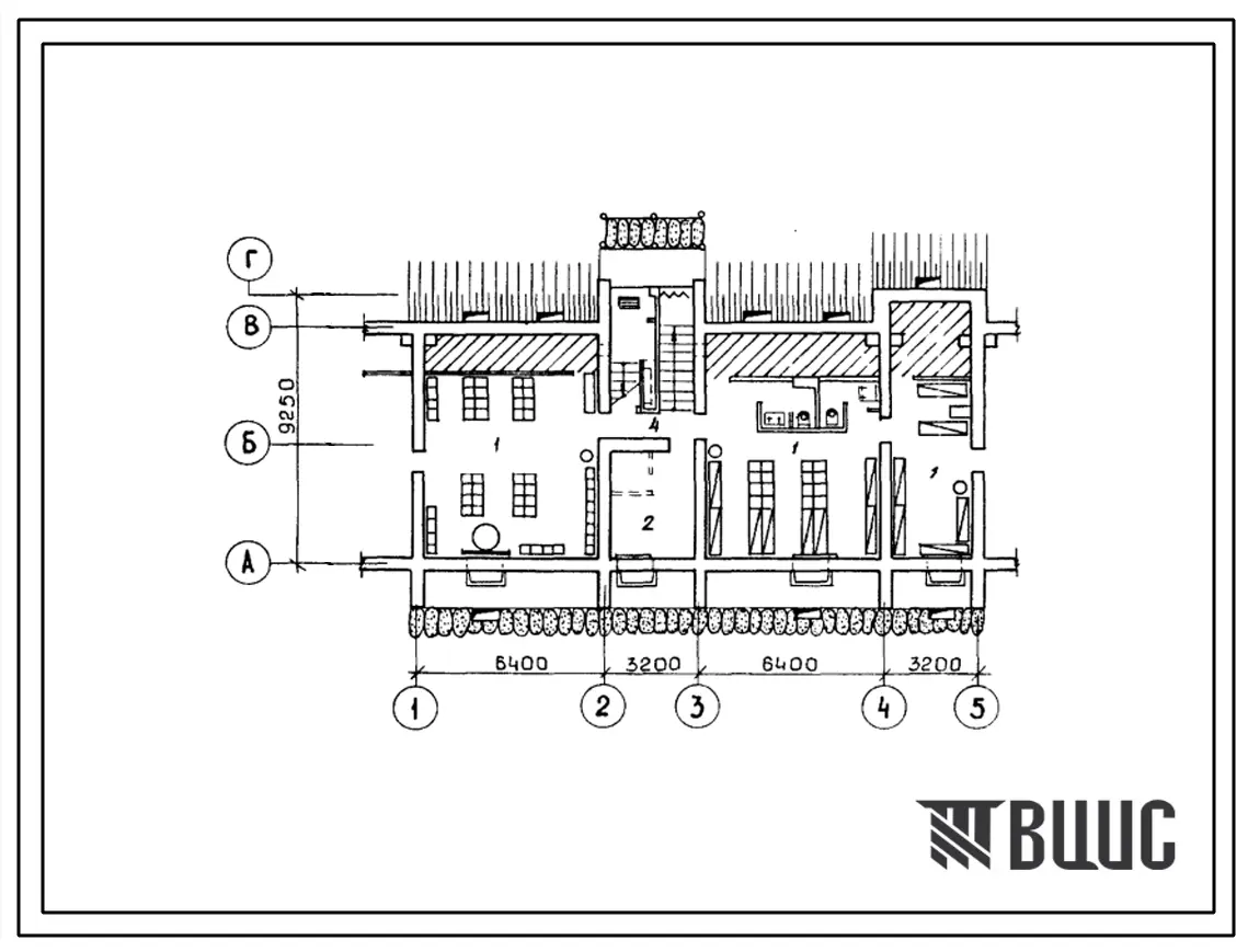 Типовой проект П-4-82(103-018.13.88) Помещения подвала трехэтажной рядовой блок-секции на 6 квартир (Р за-4Б) с несущими кирпичными поперечными  стенами, (убежище на 82 человек, размеры убежища 19,2м на 9,25м, режимы вентиляции 1,2).