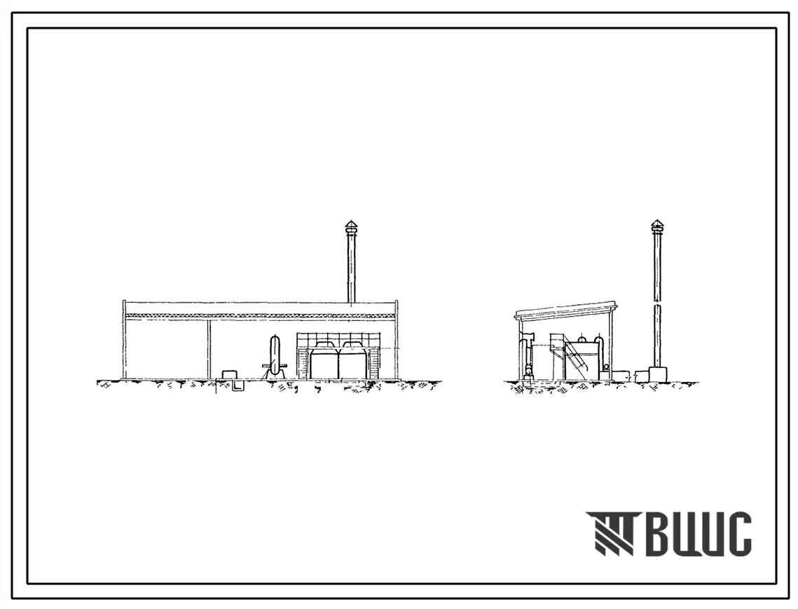 Типовой проект 903-1-33  Отопительная котельная закрытого типа на 2 водогрейных котла «Энергия-6» поверхностью нагрева по 42,4 м.кв.. Топливо  дрова и крупнокусковые отходы. Теплоноситель  вода.
