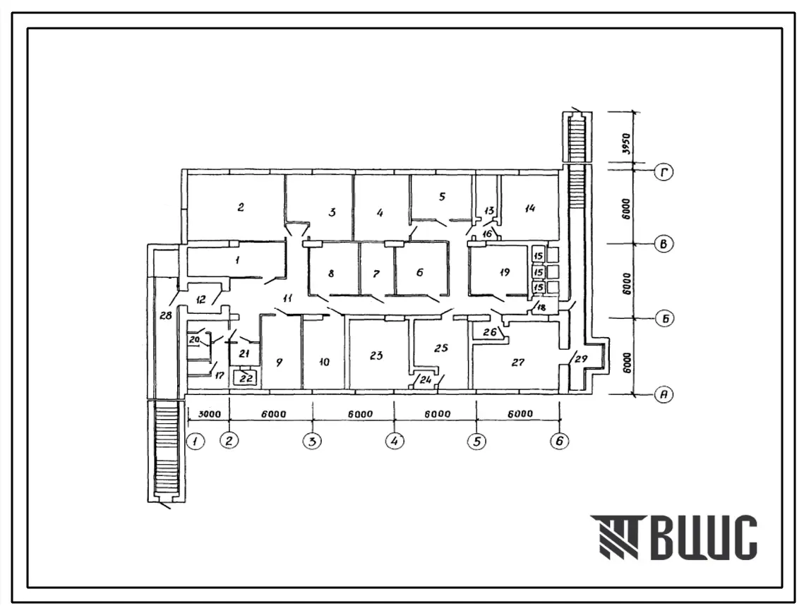 Типовой проект В-II,III,IV-80-37.86 Пункт управления железнодорожной станции у узлом связи вариант из конструкций, (убежище на 80 человек, размеры убежища 27м на 21,95м, режимы вентиляции 1,2).