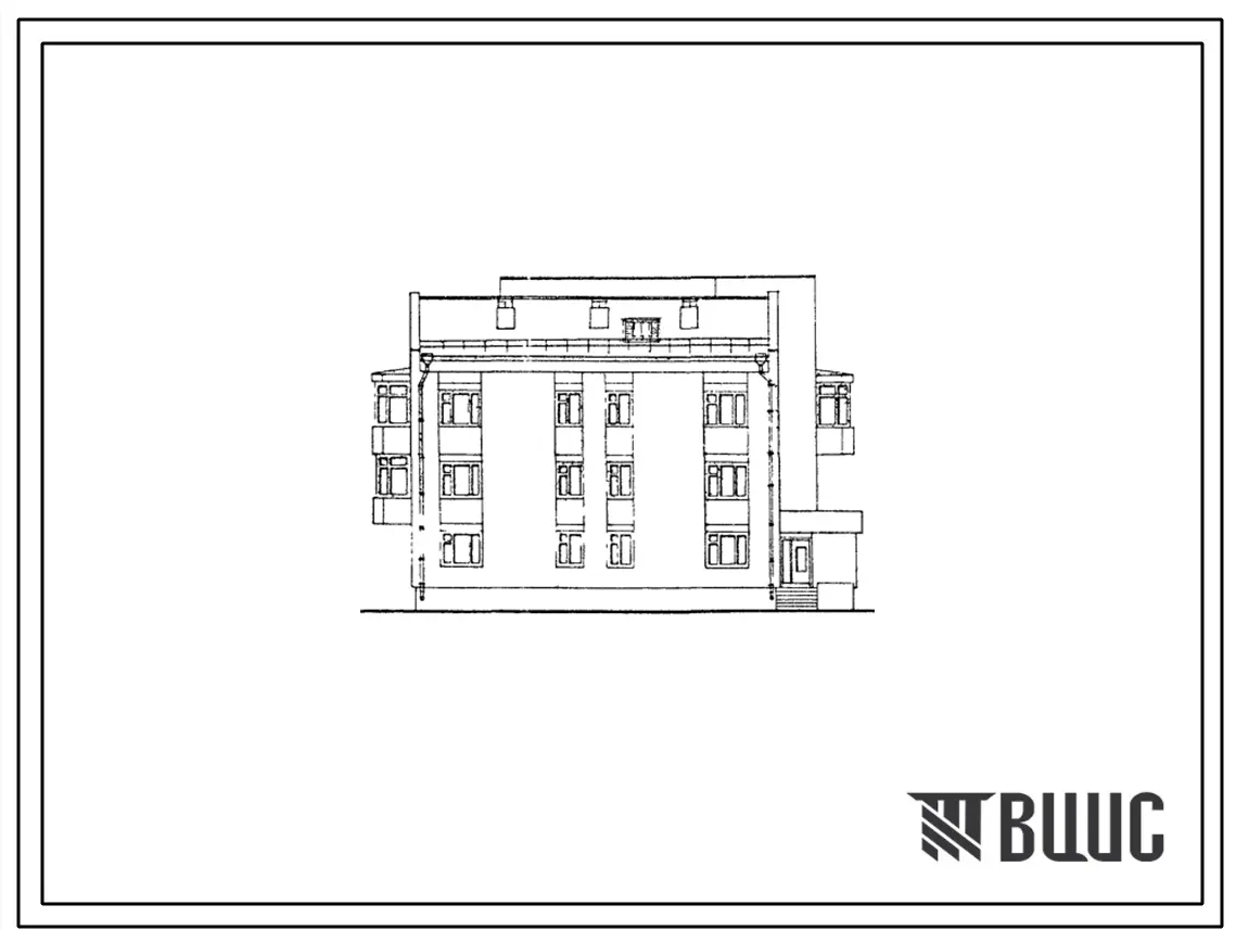 Типовой проект 164-12-212.87 Общежитие на 50 мест для рабочих и служащих (с жилыми комнатами на 2 и 3 чел.). Ориентация широтная. Стены из кирпича. Общая площадь 725 м2