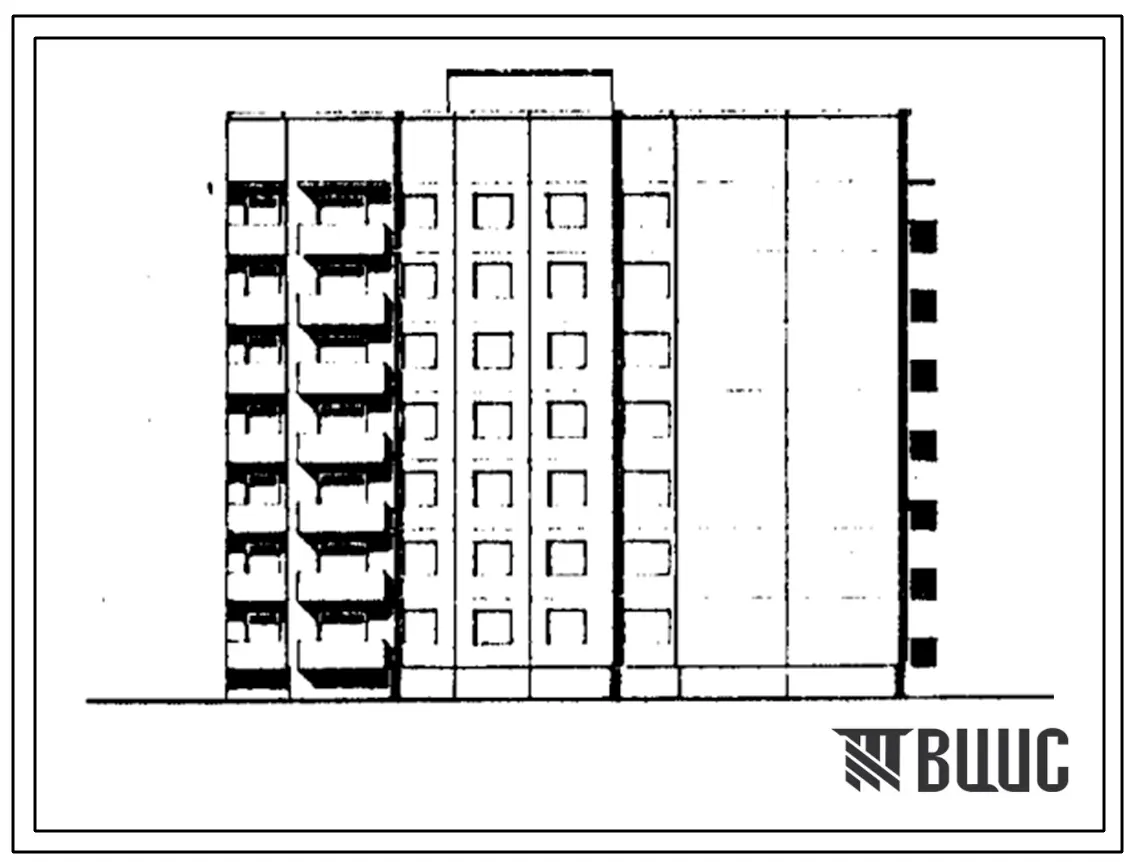 Типовой проект 90-0301.3.13.90 Блок-секция 7-этажная 28-квартирная Т-образная правая 3-3-4-4 (для строительства в г. Омске и Омской области) Конструктивный вариант свайных фундаментов N=350 kH