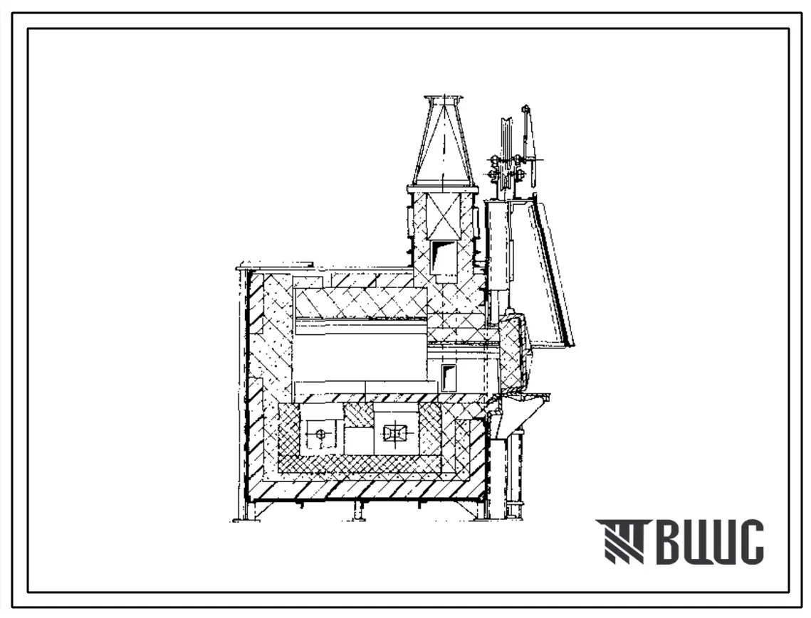 Типовой проект 406-9-34 Печи термические камерные размерами пода 0,464х1,044 м на мазуте и газе низкого и высокого давления с отводом дыма вверх и в боров