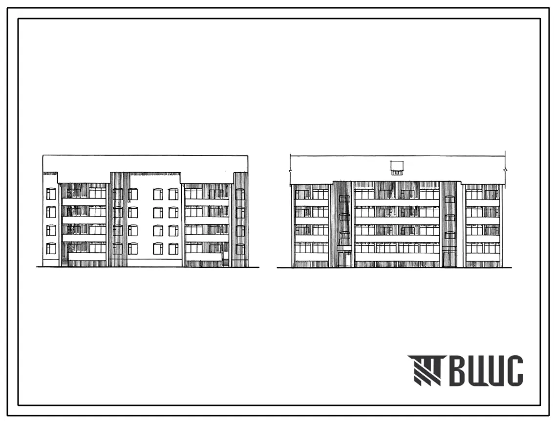 Типовой проект 86-048.91 Блок-секция 4-этажная 24-квартирная рядовая 1Б.2Б.3Б - 1Б.2Б.3Б