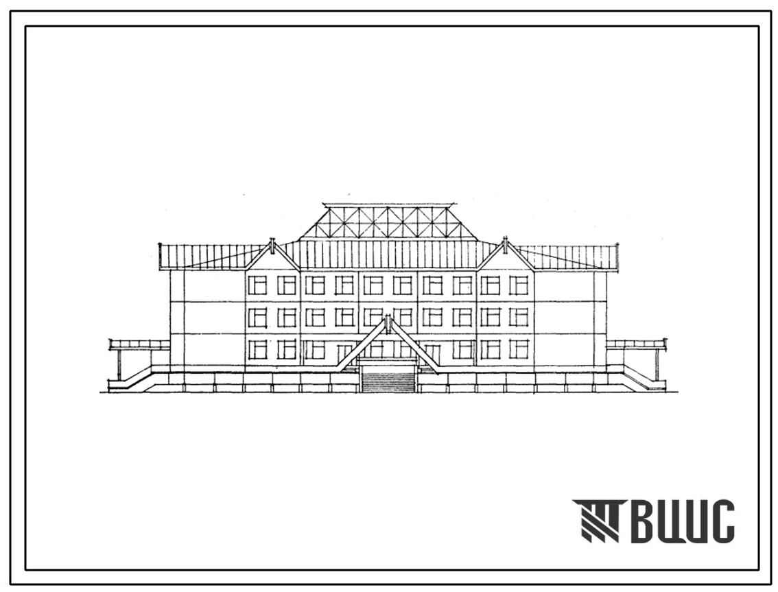 Типовой проект 221-01-647м.88 Школа на 11 классов (264 учащихся). Грунты вечномерзлые. Здание трехэтажное. Стены из трехслойных железобетонных панелей по серии 1.090.1-4м.