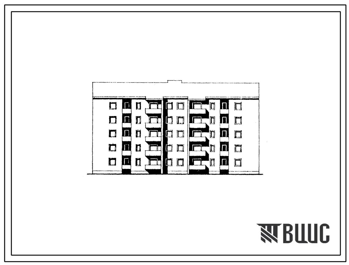 Типовой проект 114-0101с.86 Блок-секция 5-этажная 2-секционная 40-квартирная рядовая-торцовая 1.1.2.2-1.1.2.2 для малосемейных (СТЕНЫ ИЗ КИРПИЧА, Шаг поперечных стен 3,0 и 3,6 м, Ориентация меридианальная, Сейсмичность 8 баллов, Пятиэтажные)