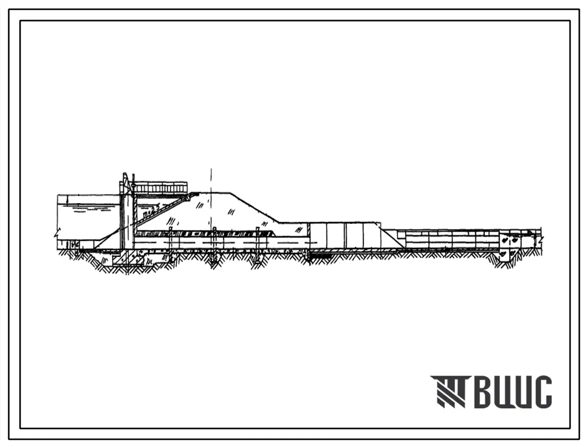 Типовой проект 413-1-23 Донный водовыпуск на напор 4,0 м и расход 5,53 м3/с (для пойменных прудов)