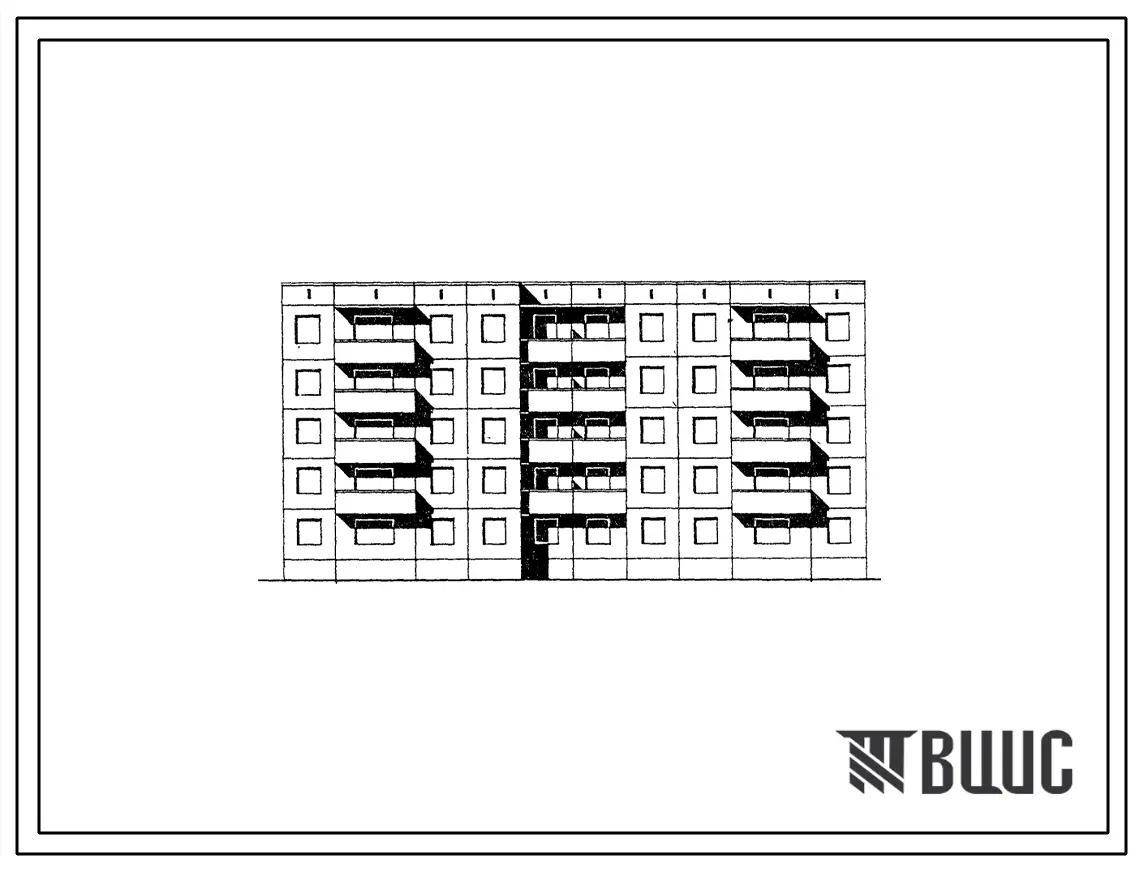 Типовой проект 97-0290.86 Блок-секция 5-этажная 40-квартирная сдвоенная рядовая для малосемейных 1А.1Б.1Б.2А - 1А.1Б.1Б.2А