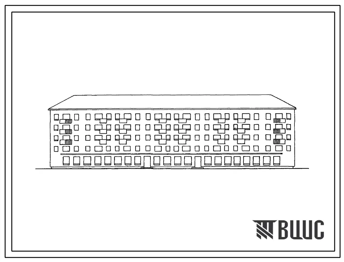 Типовой проект 1-447С-12А Пятиэтажный дом на 64 квартиры с помещениями коммунально-бытового назначения в 1 этаже