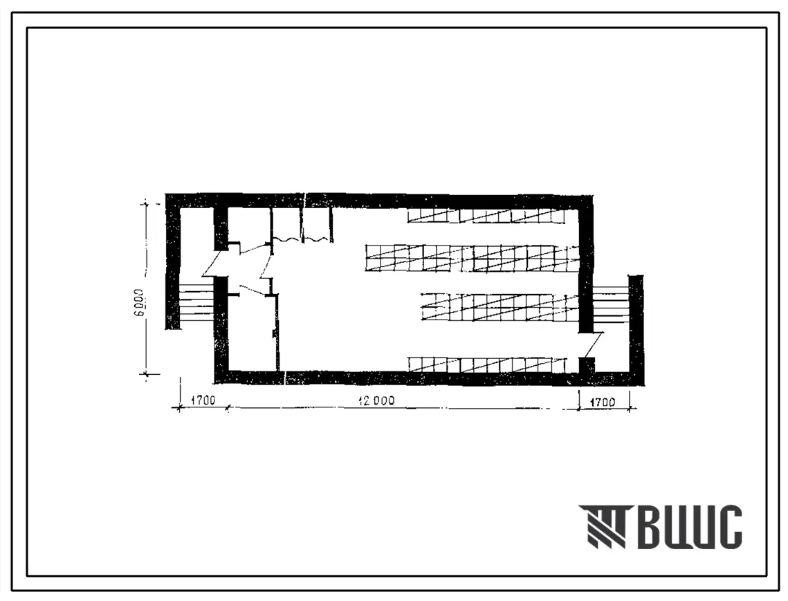 Типовой проект П-4-100-328.84 Быстровозводимое полузаглубленное противорадиационное убежище на 100 укрываемых (убежище на 100 человек, размеры убежища 12м на 6м, режимы вентиляции 1,2).