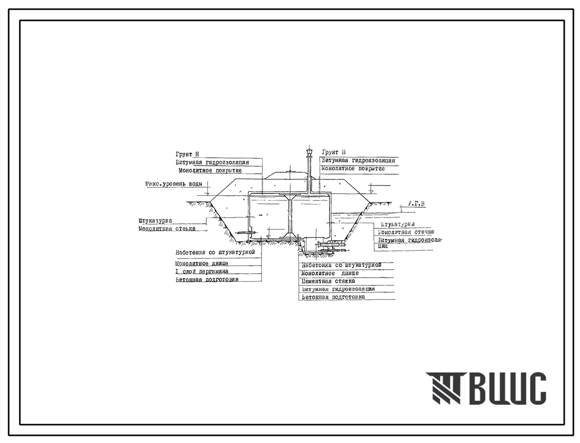 Типовой проект 901-4-10 Резервуар для воды емкостью 100 м.куб. железобетонный монолитный цилиндрический