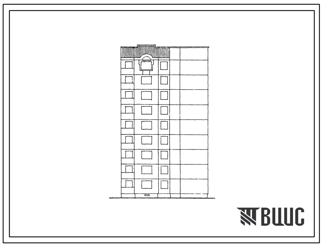 Типовой проект 90-0178.23.87 Компоновочный объемно-планировочный элемент 9 этажный 9.3-1П (для Владимирской области)