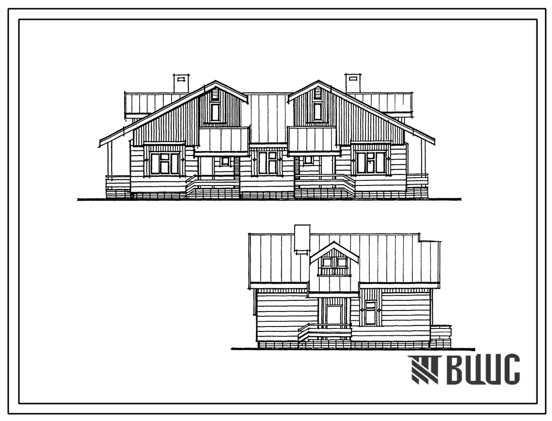 Типовой проект 184-126-96.13.88 Одноэтажный 2-квартирный жилой дом с 2-комнатными квартирами со стенами из мелкоразмерных ячеистых блоков (для строительства в Ленинградской области)
