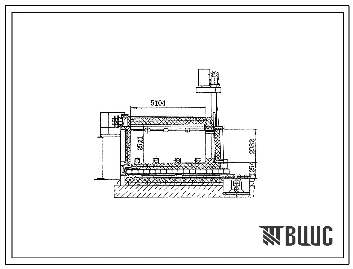 Типовой проект 406-9-335.88 Печь термическая с выкатным подом размерами 2,5 х 5,0 м на газе с ограждением из кирпича