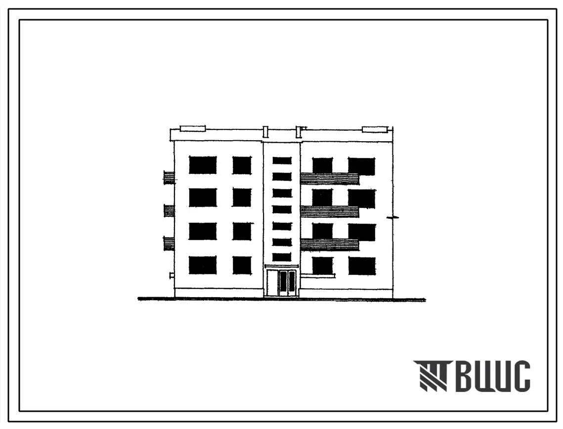 Типовой проект 30-02 Четырехэтажная блок-секция на 16 квартир (однокомнатных 1А-8, 1Б-4, двухкомнатных 2Б-4). Торцевые левые, торцевые правые и рядовые для строительства в 1В и 2В климатических подрайона