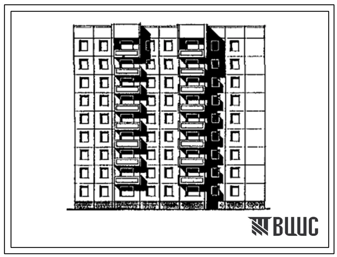 Типовой проект 97-0323.88 Блок-секция 9-этажная 45-квартирная угловая правая 2-2-2-3-3