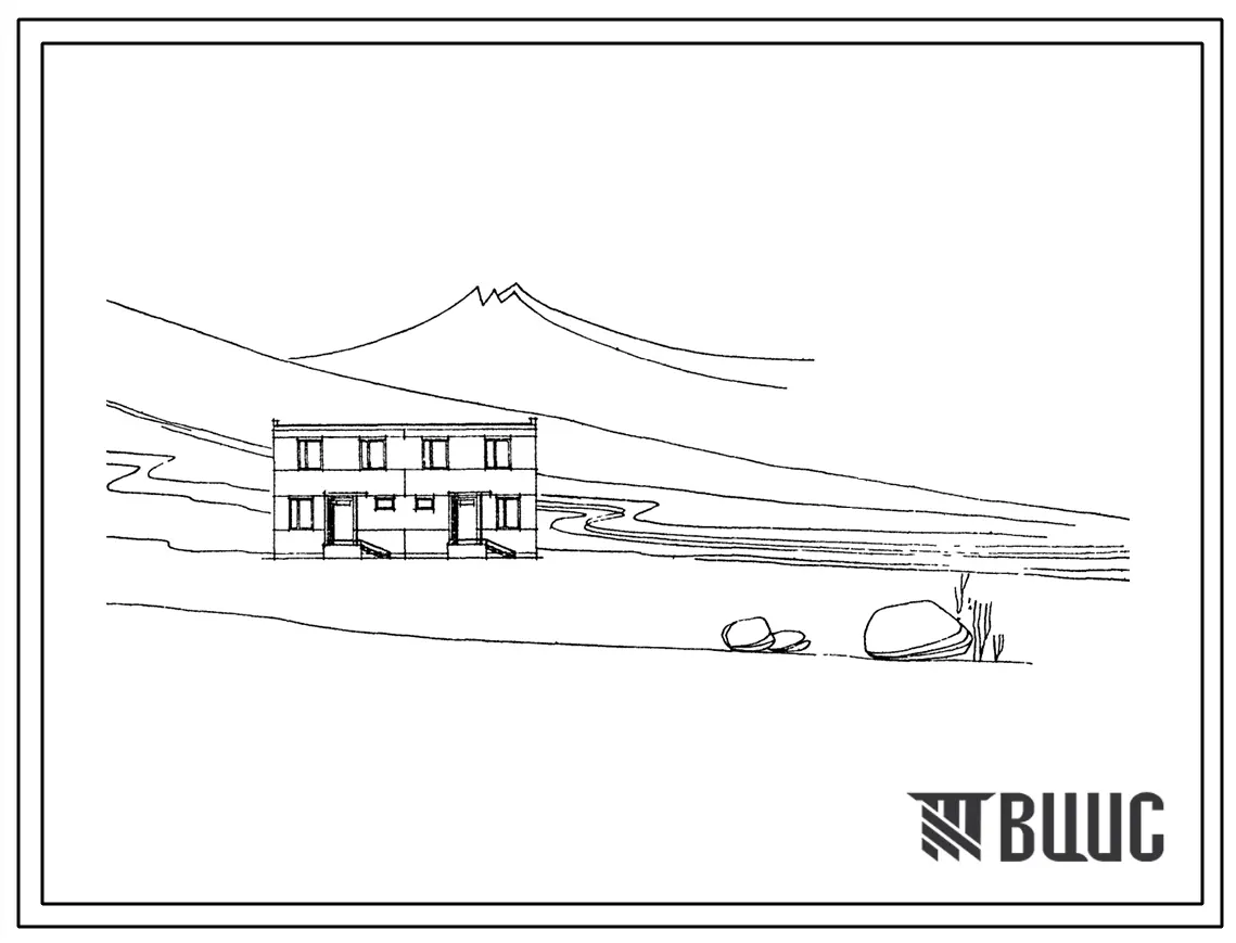 Типовой проект 141-53-35сп Двухэтажный двухквартирный блокированный жилой дом с трехкомнатными квартирами из силикатобетонных или силикальцитных панелей.