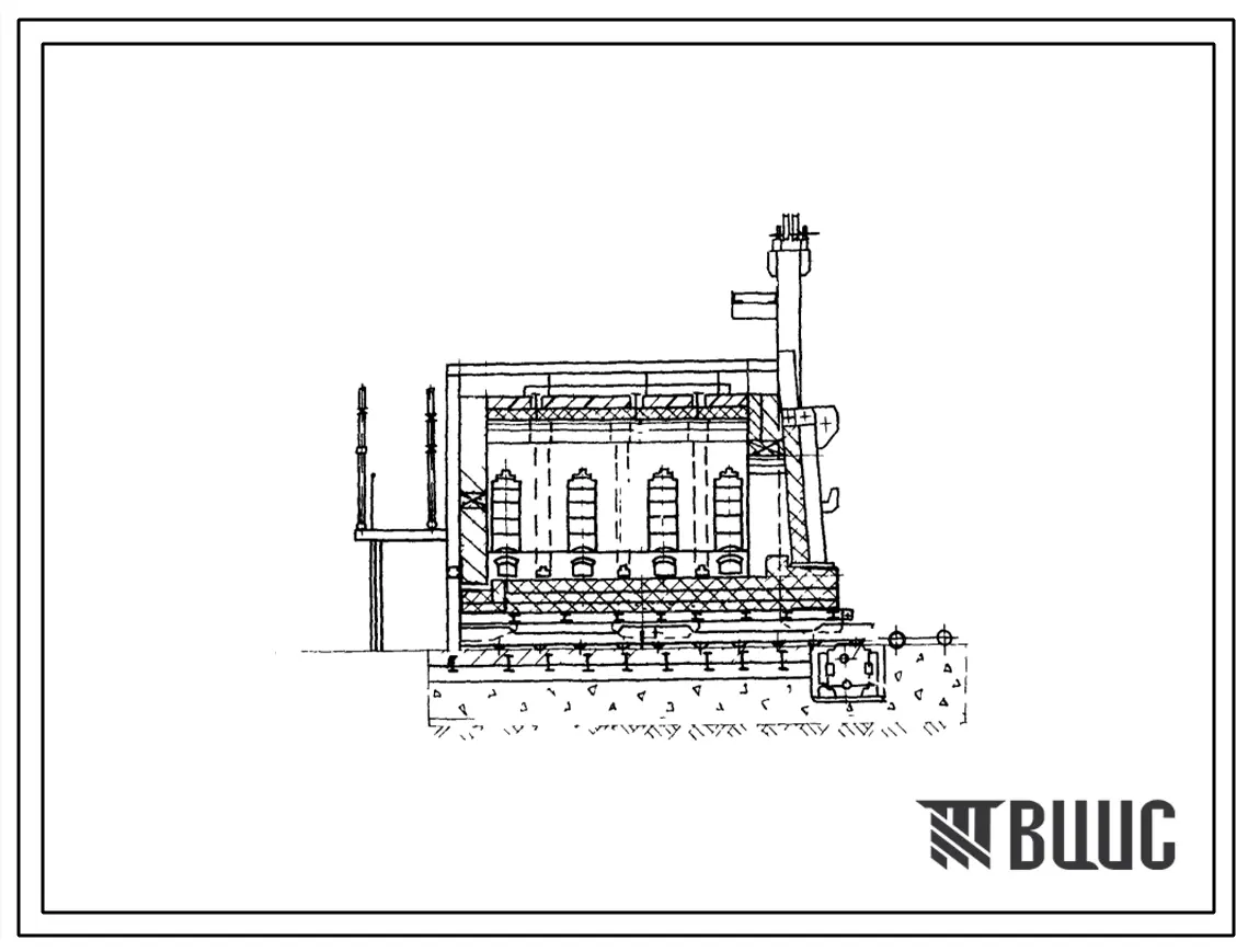 Типовой проект 406-09-110 Печь термическая с выкатным подом размерами 2,5х4,9 м на газе с отбором продуктов горения под зонт