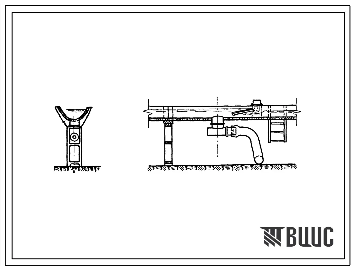 Типовой проект 5412 Гидротехнические сооружения на лотковой распределительной сети на опорах. Лотки водовыпуски в гибкие трубопроводы с вентильным затвором при уклонах менее критических. Альбом ЛВЗ-63.