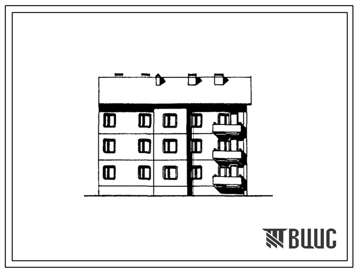 Типовой проект 135-0154с.8б Трехэтажная торцевая правая блок-секция на 9 квартир. Для районов сейсмичностью 7, 8 и 9 баллов.
