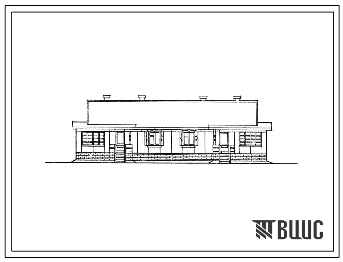 Типовой проект 184-115-199.13.88 Одноэтажный двухквартирный жилой дом с двухкомнатными квартирами (для Кировской области)