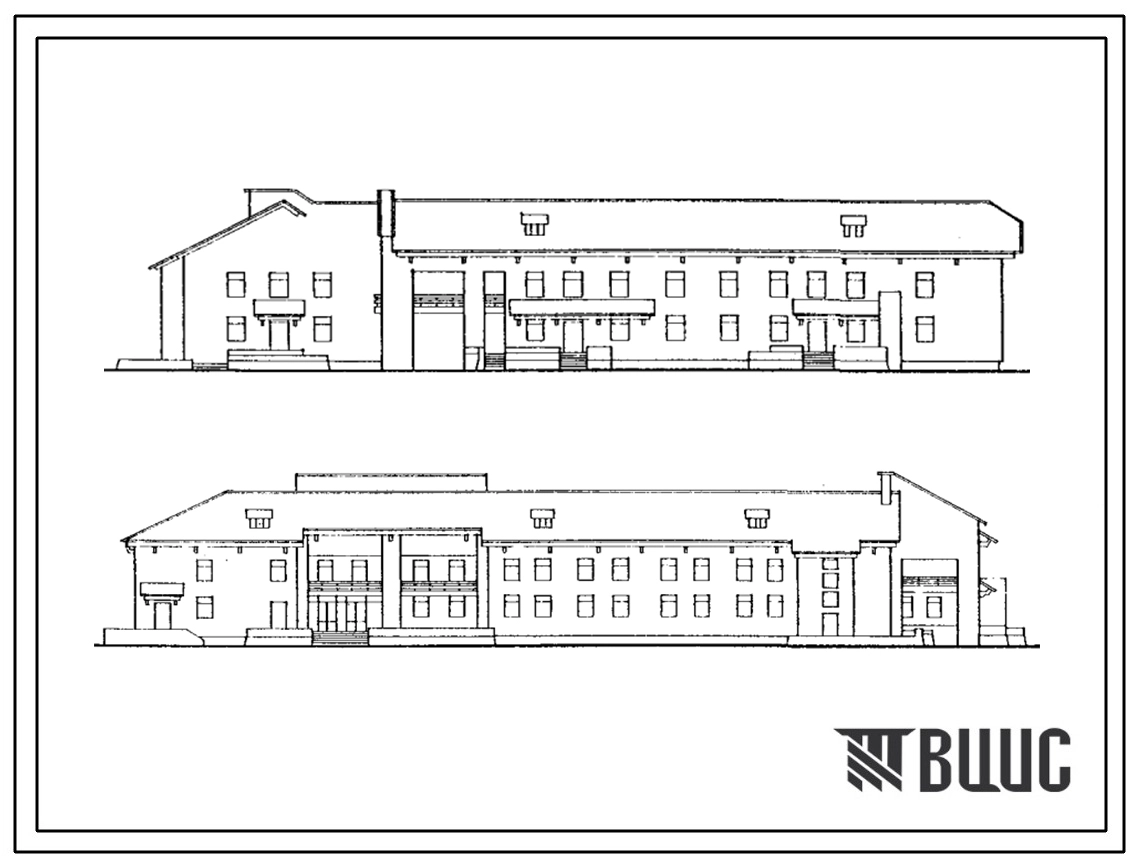Типовой проект 254-1-149.2с.87 Главный корпус участковой больницы на 50 коек с поликлиникой на 100 посещений в смену. Сейсмичность 7,8 баллов. Здание двухэтажное. Стены из кирпича. Конструктивный вариант со вспомогательными помещениями в подвале.