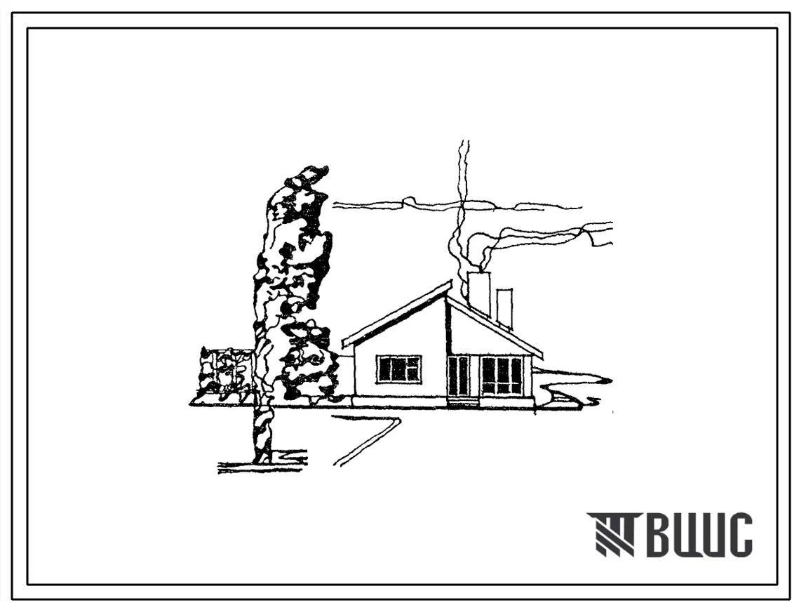 Типовой проект 184-24-61.13.87 Трехкомнатный жилой дом (с входом через веранду с торца здания для строительства в центральных и южных районах УССР)