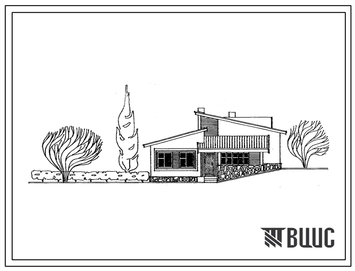 Типовой проект 184-24-245.13.87 Одноквартирный трехкомнатный жилой дом на рельефе (для индивидуальных застройщиков северо-центральных районов УССР)