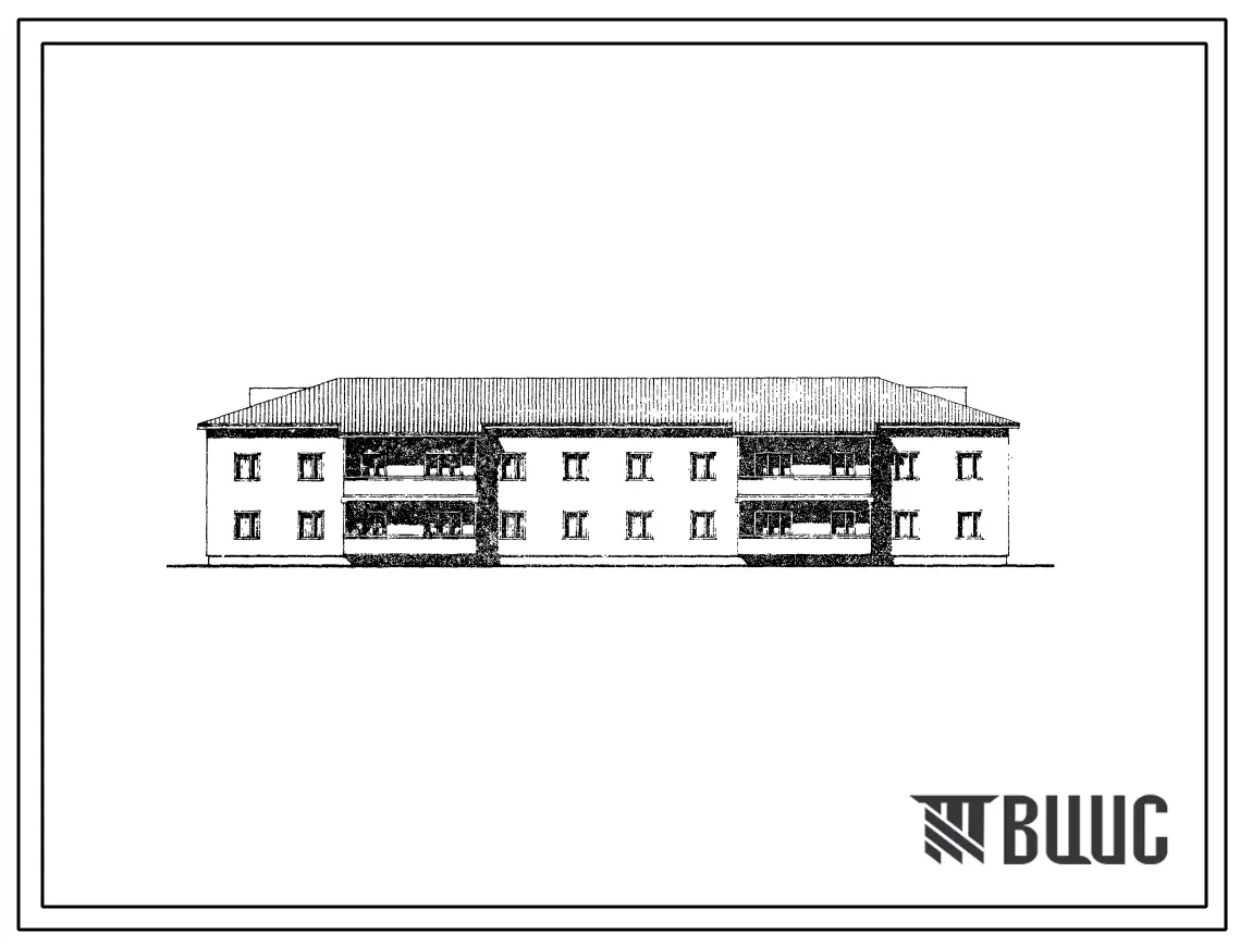 Типовой проект 114-52-245с.84 2-этажный 2-секционный дом на 12 квартир типа 1Б, 2Б, 3Б. Для строительства во 2В и 3В климатических подрайонах Казахской ССР сейсмичностью 7,8 и 9 баллов.