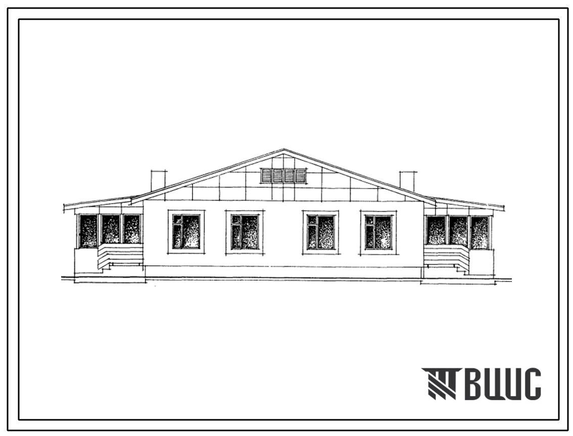 Типовой проект 184-52-264с.13.86 Одноэтажный двухквартирный жилой дом усадебного типа с квартирами типа 2Б со стенами из кирпича (для Казахской ССР)