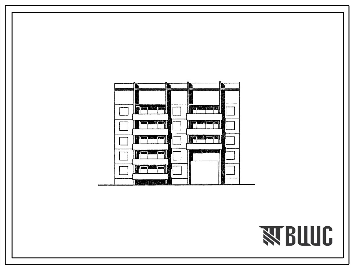 Типовой проект 135-0308с.13.87 5-этажная рядовая правая блок-секция с проездом на 16 квартир 1-2-3-3- для строительства в г. Иркутске