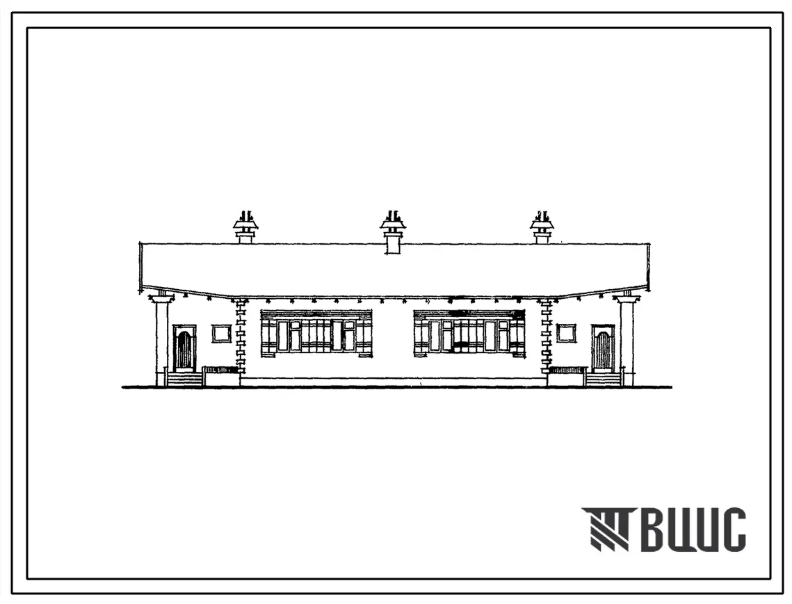 Типовой проект 184-206-11/1.2 Одноэтажный 2-квартирный жилой дом с квартирами типа 3Б