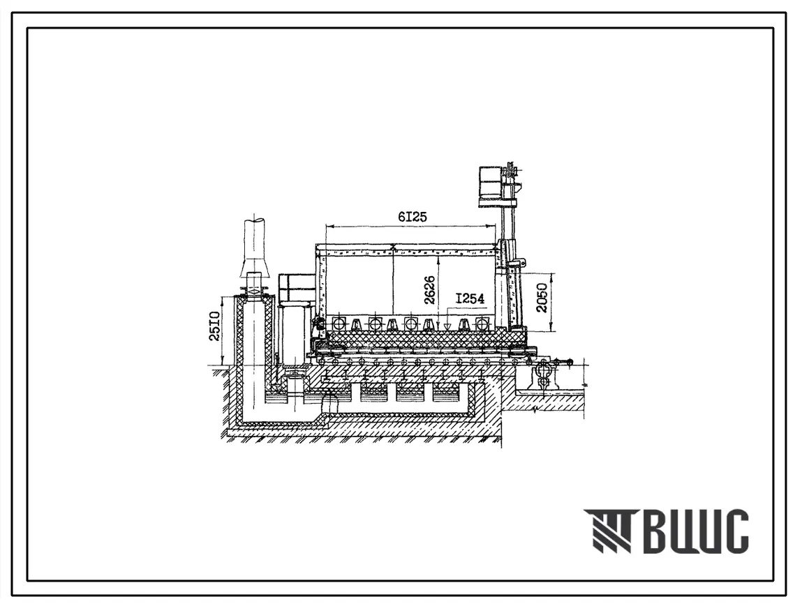Типовой проект 406-9-255 Печь термическая с выкатным подом размерами 3,0х6,0 м на газе с отводом продуктов сгорания вверх