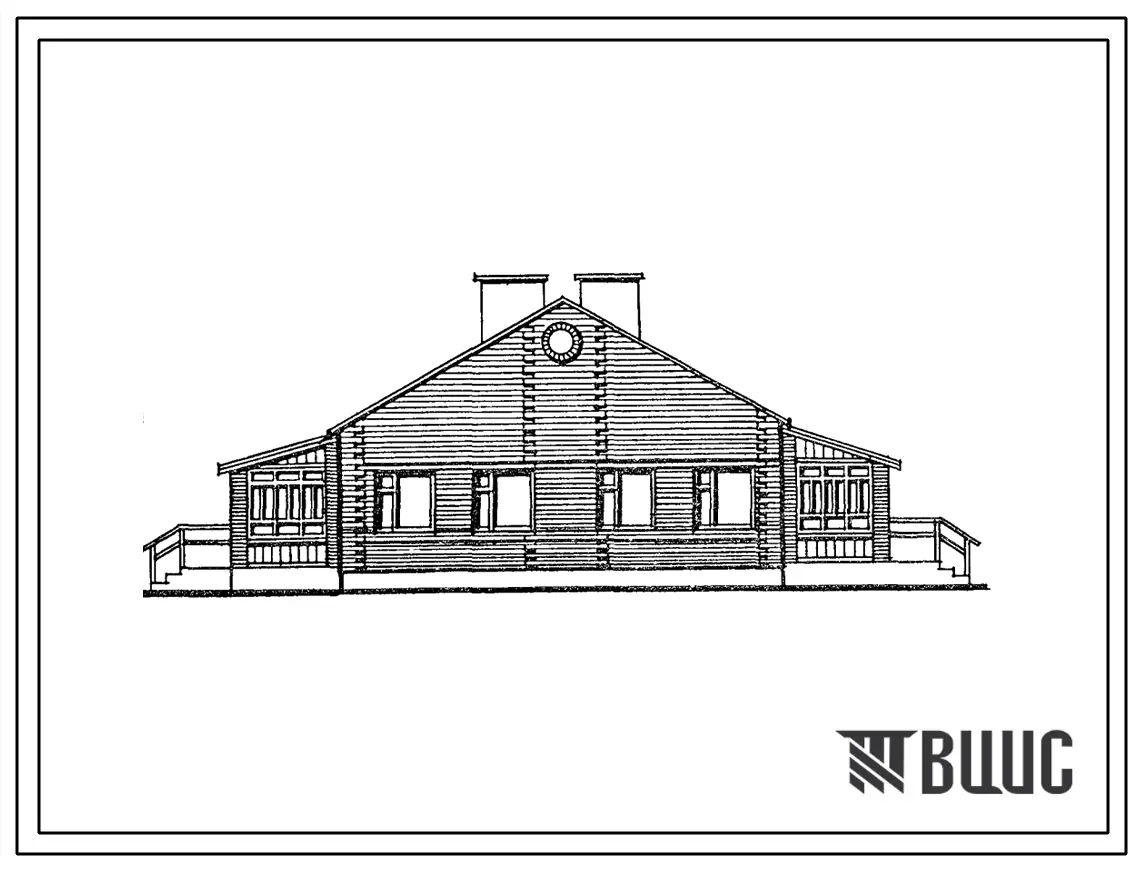 Типовой проект 184-12-202.85 Одноэтажный 2-квартирный жилой дом с 1-комнатными квартирами, сблокированный с хозпостройкой