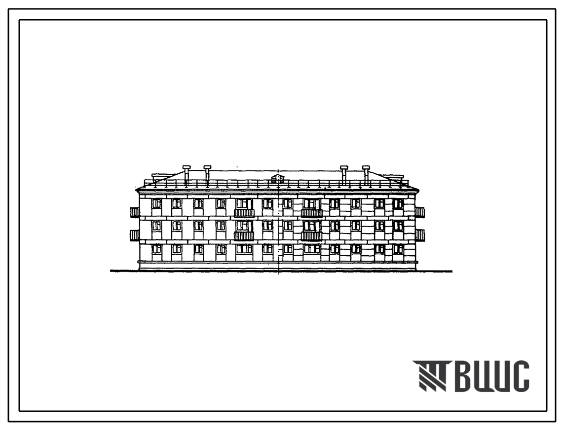 Типовой проект 1-307с-1 Трехэтажный двухсекционный дом на 24 квартиры, с ваннами, с подвалом и без подвала.