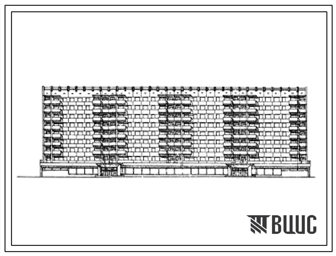 Типовой проект 111-125-26 Девятиэтажный четырехсекционный дом с магазином в 1 этаже на 123 квартиры (двухкомнатных 2Б-61, трехкомнатных 3Б-62). Для строительства в 1В и 1Д климатических подрайонах в гг.Усть-Илимске и Братске