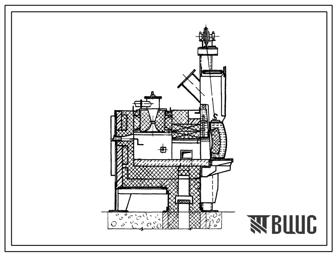 Типовой проект 406-9-84 Печь нагревательная камерная размерами пода 0,6х0,6 м на газе среднего давления с отводом дыма в боров.