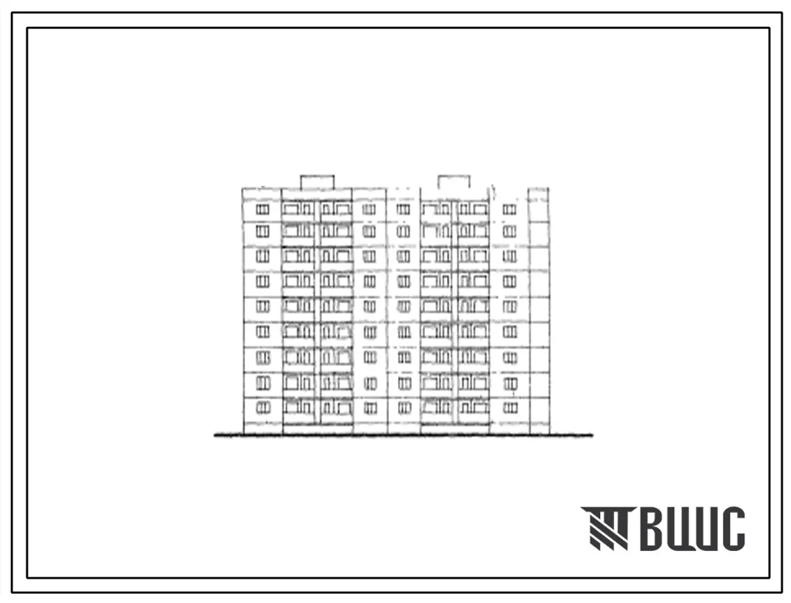 Типовой проект 127-019с Девятиэтажная торцевая блок-секция правая на 36 квартир (двухкомнатных 2Б-9; трехкомнатных 3Б-9; четырехкомнатных 4Б-9; пятикомнатных 5Б-9) с шагом поперечных стен 3,0 и 4,8 м, для строительства в 4Б климатическом подрайоне Грузинс