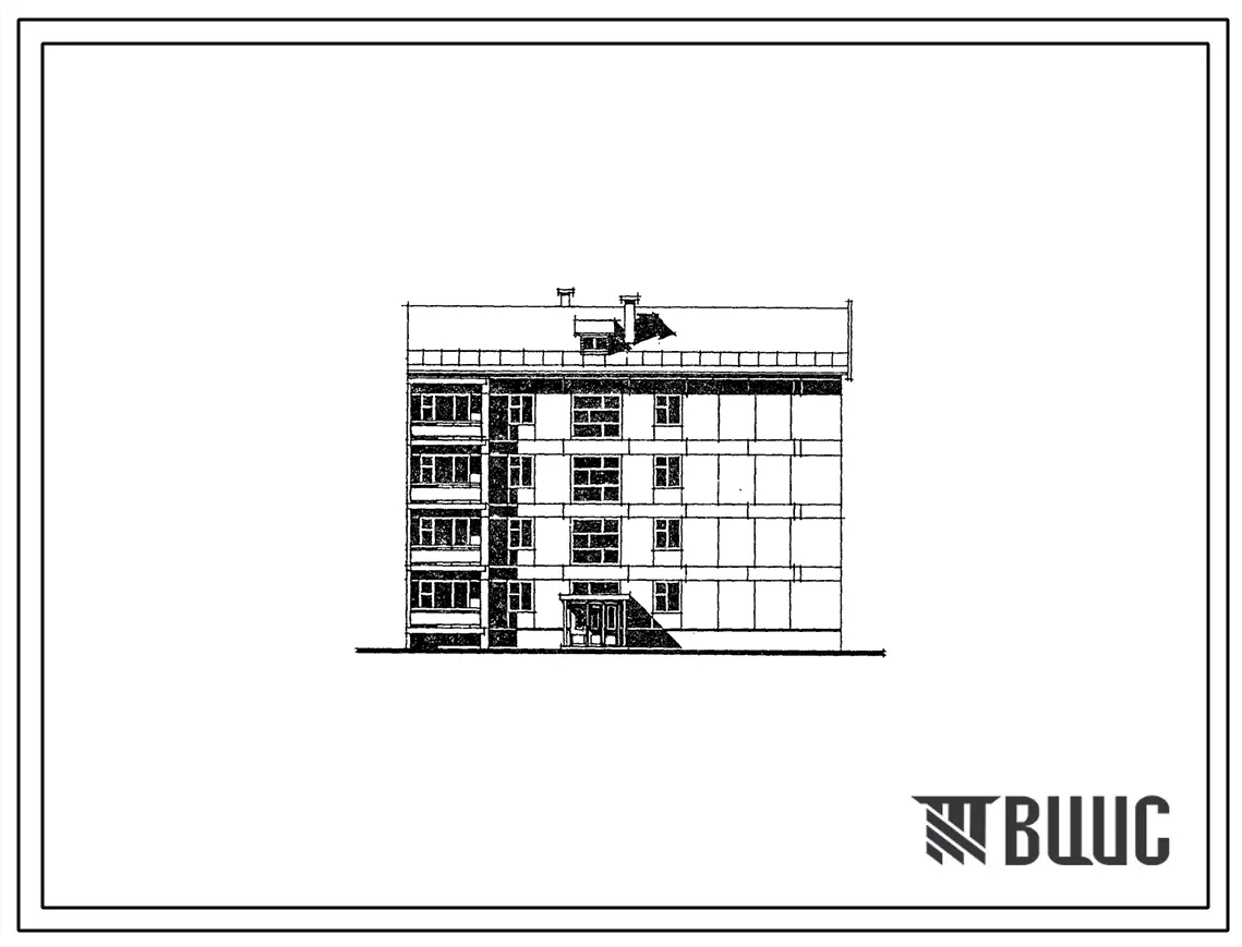 Типовой проект 24-0178.83 4-этажная 12-квартирная торцевая правая блок-секция. Для строительства во 2 и 3 климатических районах.