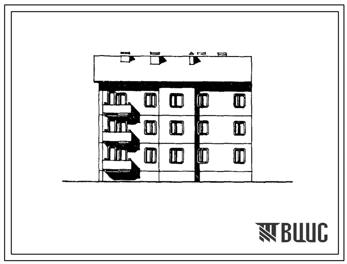 Типовой проект 135-0153с.8б Трехэтажная торцевая левая блок-секция на 9 квартир. Серия 135 (Шаг поперечных стен 3,0 и 6,3 м СТЕНЫ ИЗ КЕРАМЗИТОБЕТОННЫХ ПАНЕЛЕЙ, (ВАРИАНТ - ТРЕХСЛОЙНЫЕ ПАНЕЛИ), Ориентация широтная, Для районов сейсмичностью 7, 8 и 9 баллов,