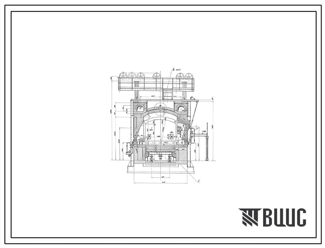 Проект Н3379 Печь термическая с выкатным подом размером 2,5х4,9 м, на газе с отводом дыма вверх