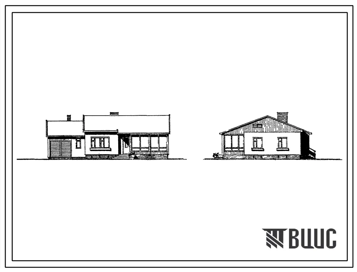 Типовой проект 183-216-1 Одноэтажный одноквартирный жилой дом из трех комнат с гаражом.
