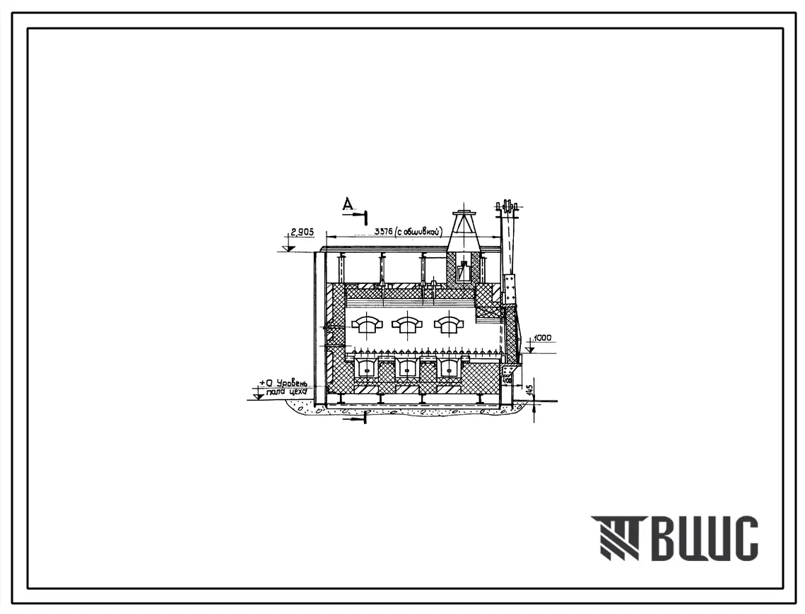 Проект 34947 Печь термическая камерная размерами пода 1.6х2.6 м, на газе