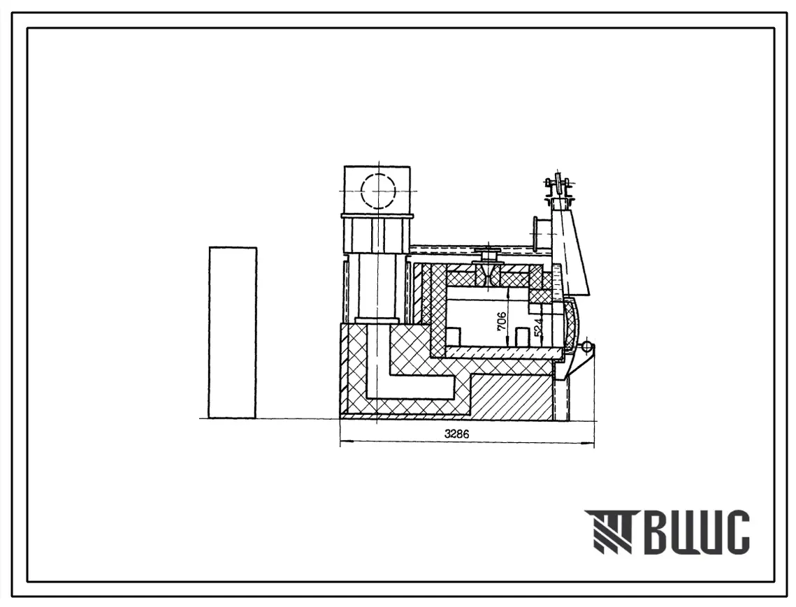 Типовой проект 406-9-217 Печь нагревательная камерная размерами пода 1,04х0,93 м на газе низкого давления с отводом дыма в боров