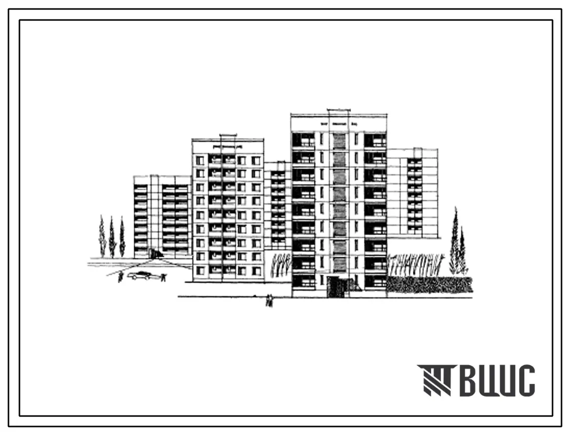 Типовой проект 135-053с Девятиэтажная блок-секция рядовая левая на 18 квартир (двухкомнатных 2Б-9, трехкомнатных 3А-9). С шагом поперечных стен 3,0 и 6,3 м для строительства в 4 климатическом районе сейсмичностью 7 и 8 баллов