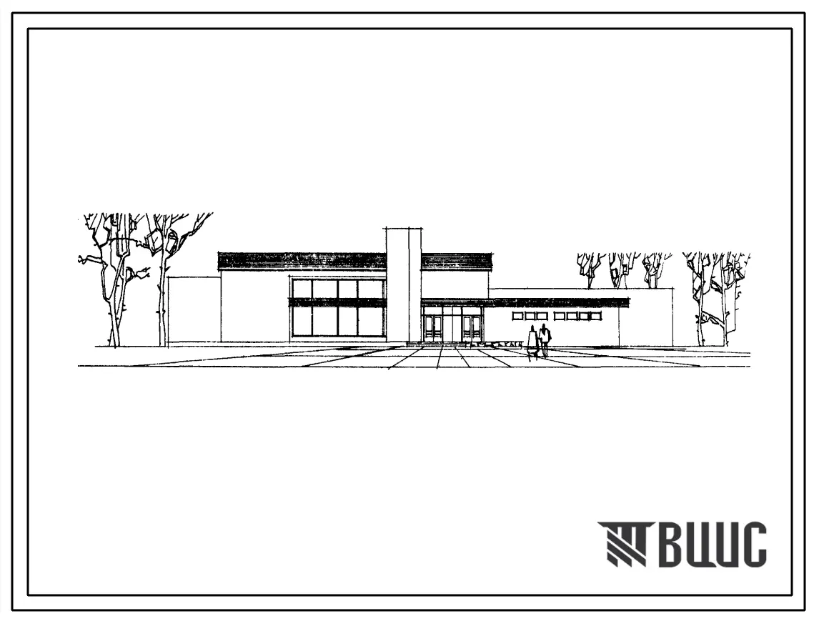 Типовой проект 264-13-45 Кинотеатр на 300 мест с клубными помещениями. Для строительства во 2 и 3 строительно-климатических зонах. Для сельского строительства.