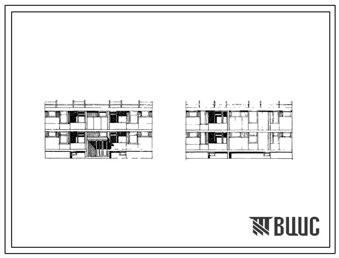 Типовой проект 126-043 Двухэтажная блок-секция с квартирами 1А-2Б-3Б для жилых домов из ячеистого бетона. (Вариант с разрезкой 1200 мм).