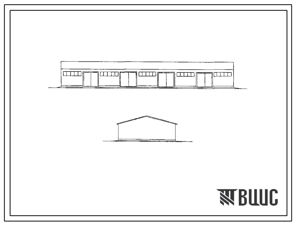 Типовой проект 816-2-30.87 Склад для техники. Предназначен для межсезонного хранения сельскохозяйственной техники (70 условных машиномест). Размеры здания - 18x54 м. Расчетная температура: -30°С. Стены и покрытие - профилированный стальной настил по сталь